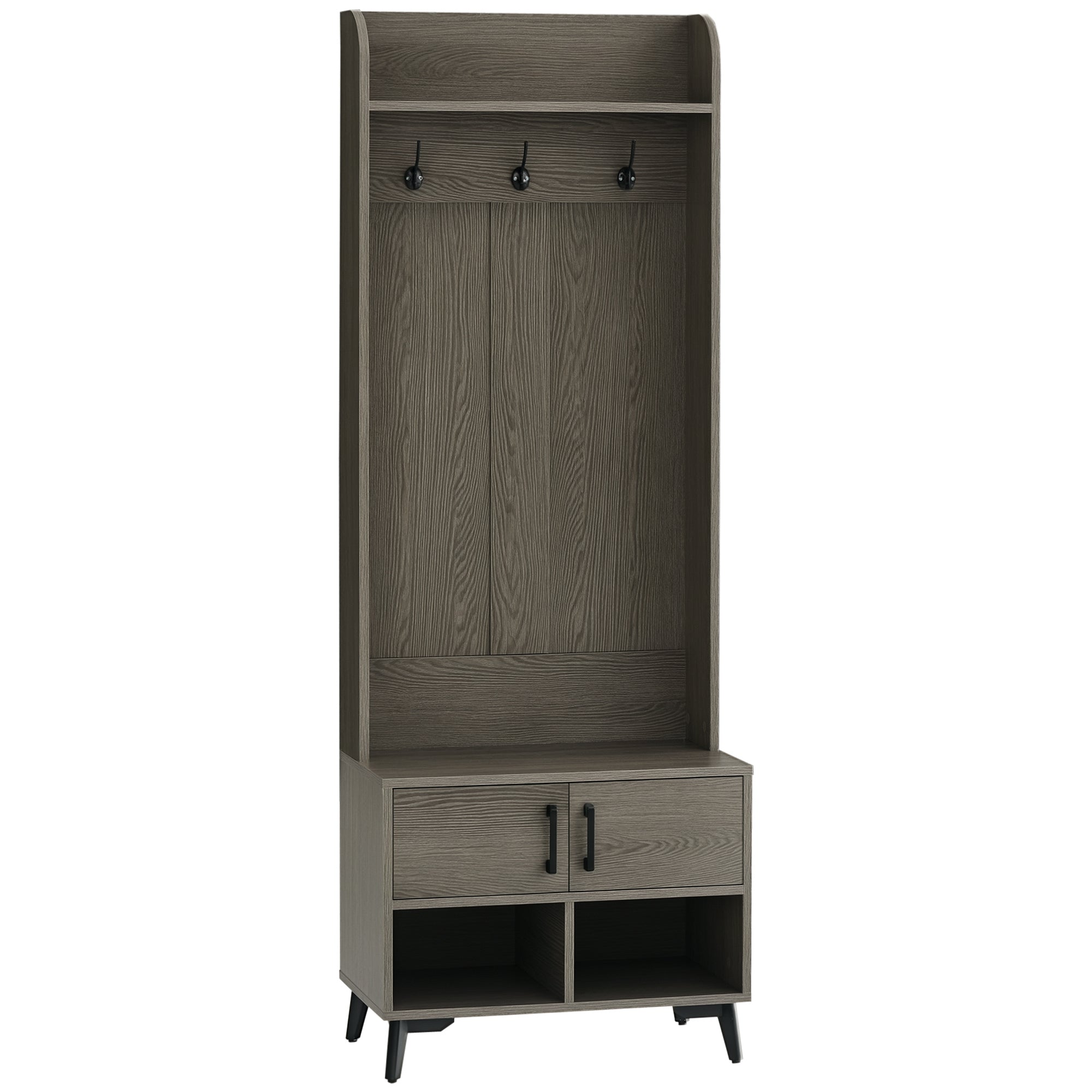Móvel Cabide de Entrada Cinza 60x34x170 cm - Organizador de Corredor