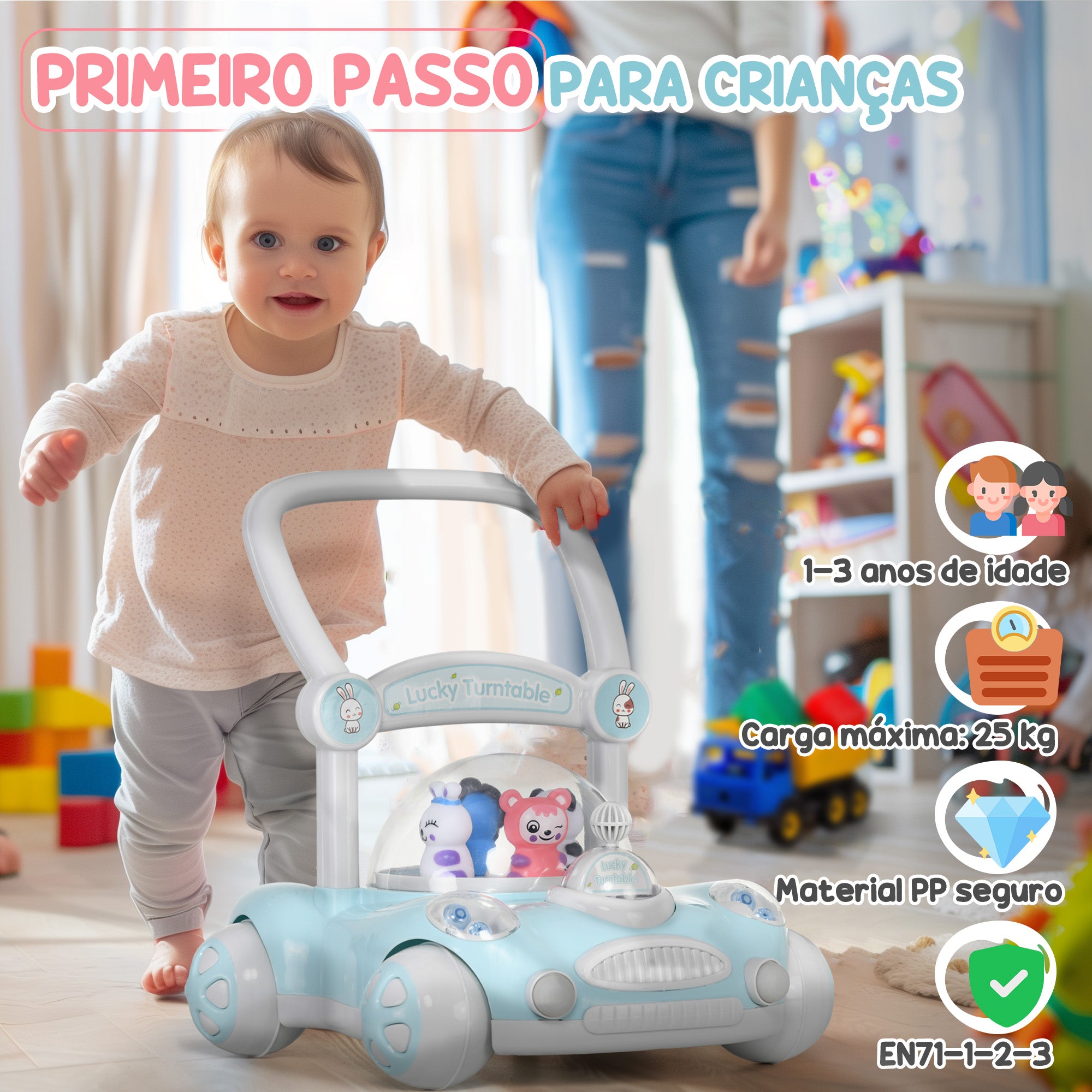 Andador para Bebés Azul Claro - Medidas 43,4x40,6x43 cm