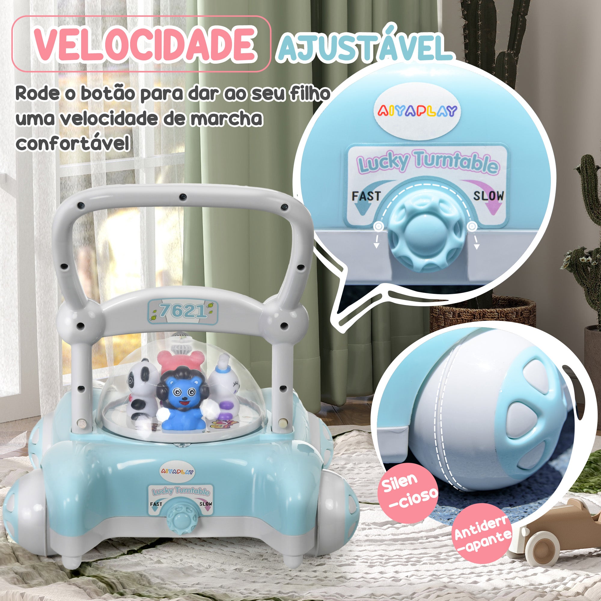 Andador para Bebés Azul Claro - Medidas 43,4x40,6x43 cm