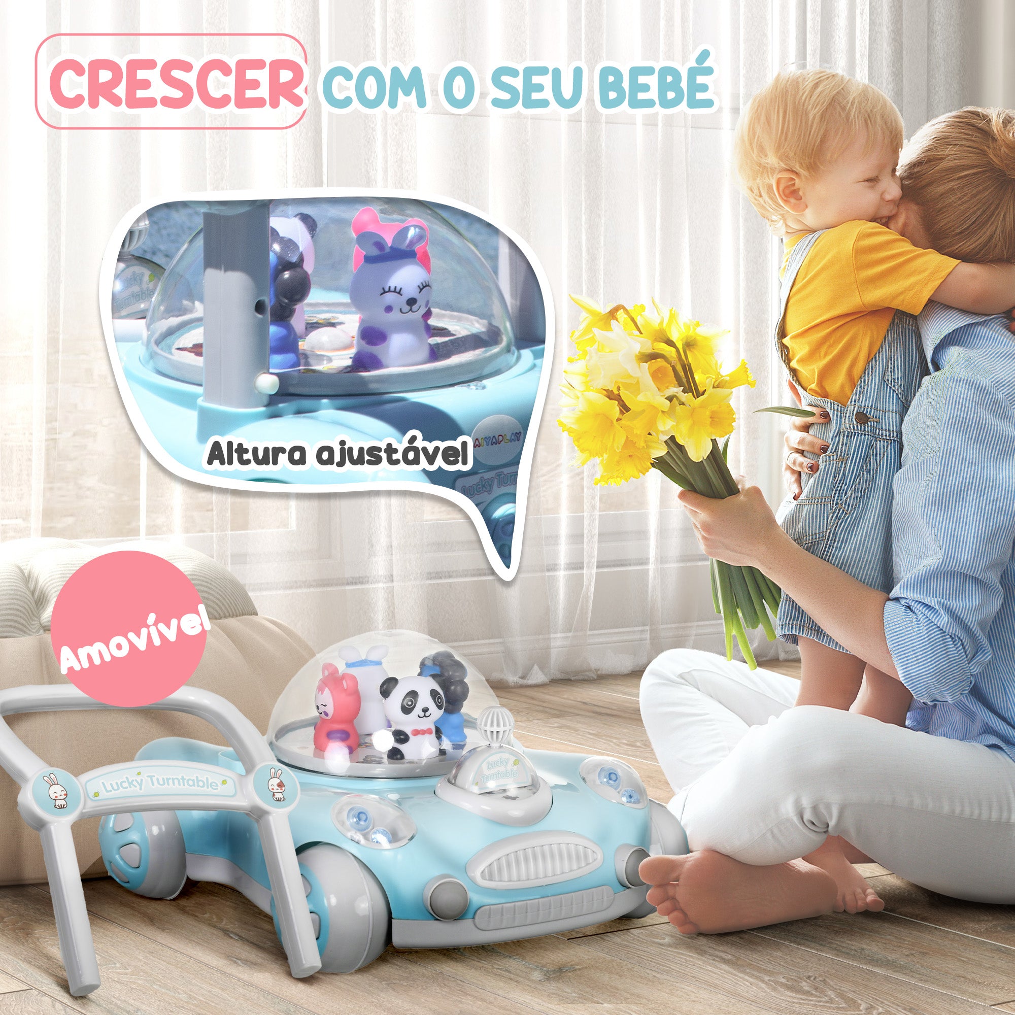 Andador para Bebés Azul Claro - Medidas 43,4x40,6x43 cm