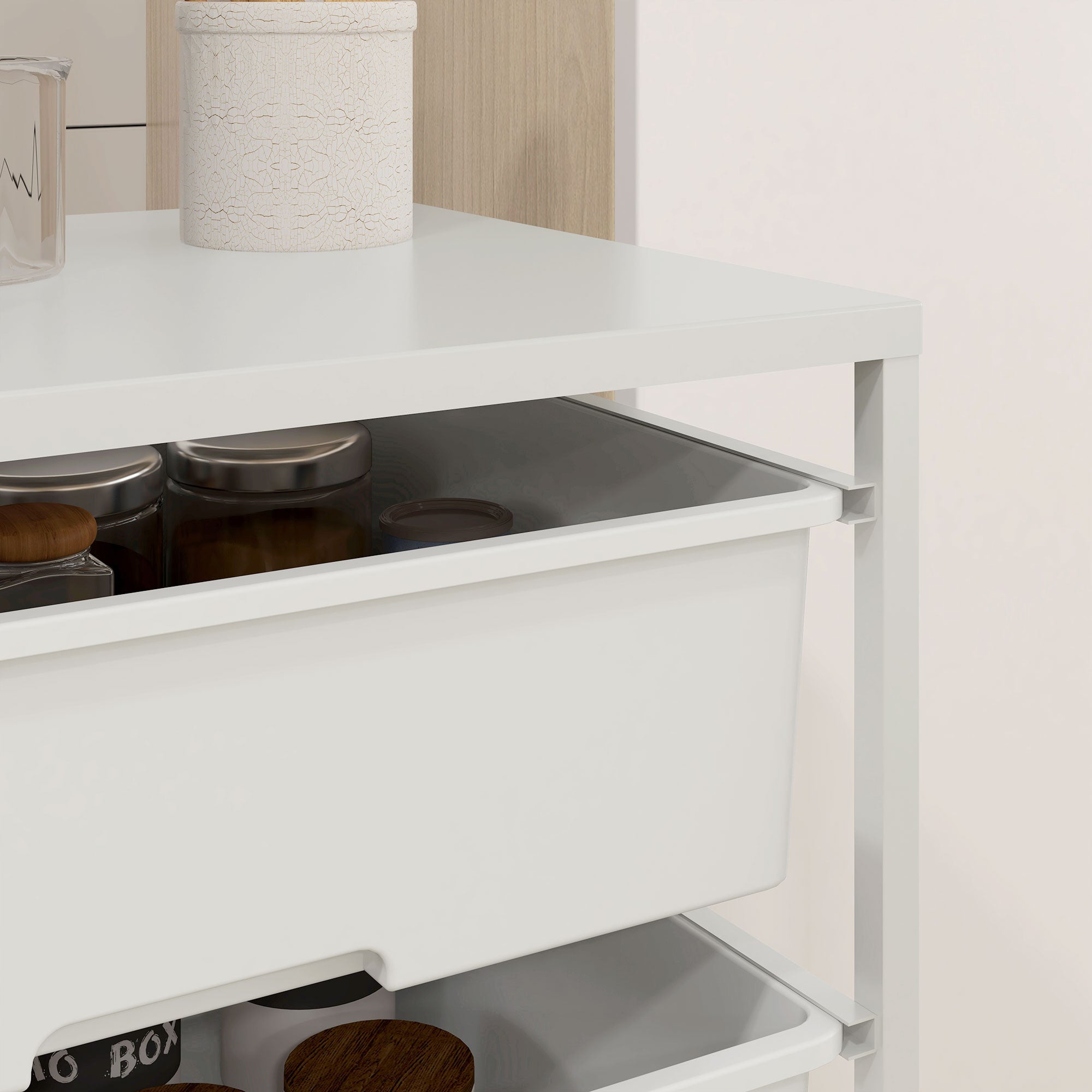 Carrinho Auxiliar de Cozinha 3 Níveis 40,8x33,5x60,5 cm - Branco