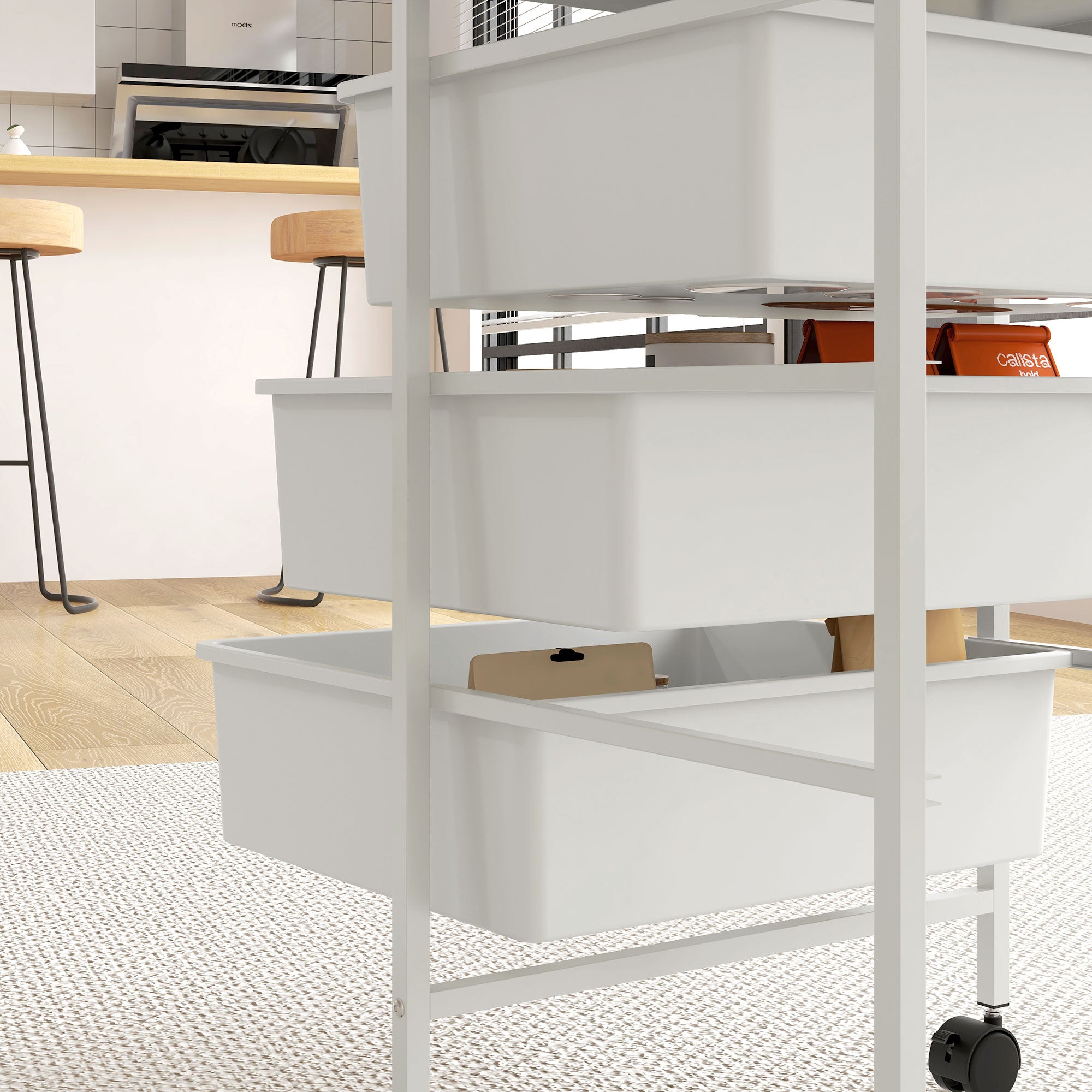 Carrinho Auxiliar de Cozinha 3 Níveis 40,8x33,5x60,5 cm - Branco