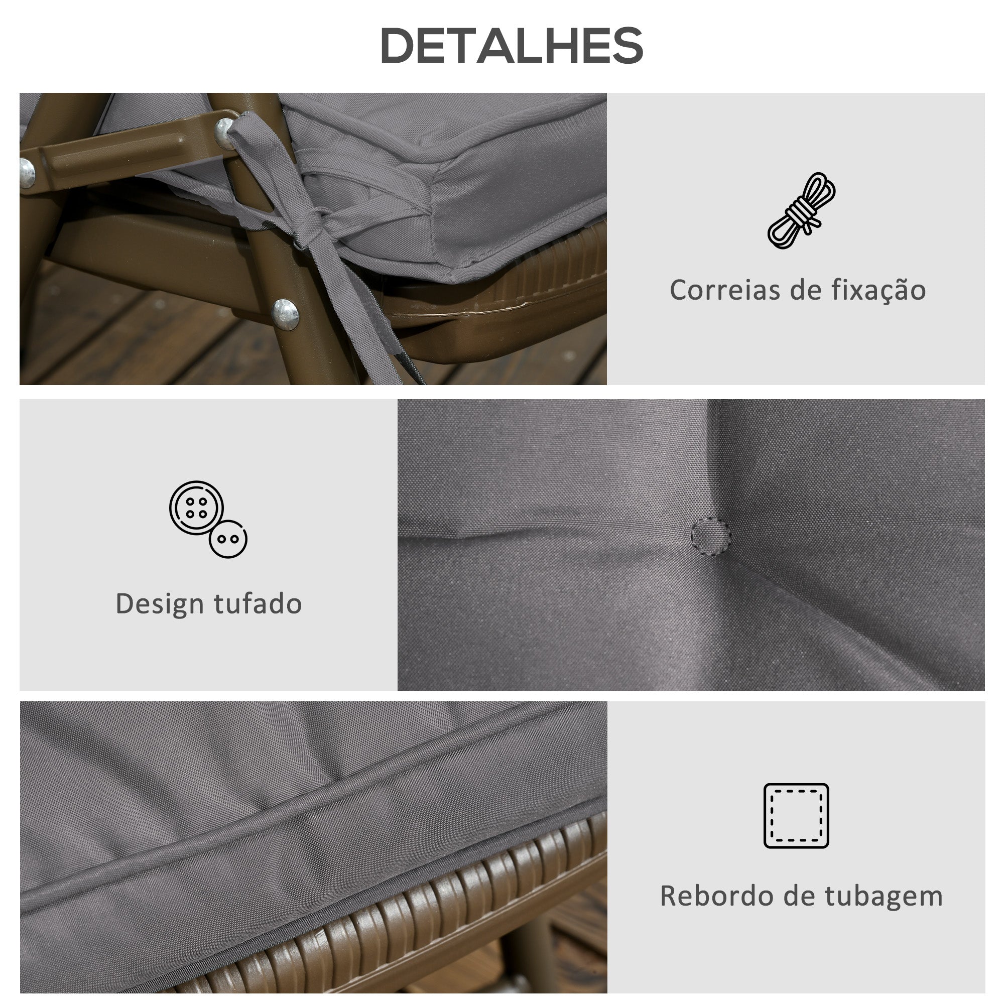 Almofadas para Cadeiras de Jantar 42x42x5 cm - Cinzento