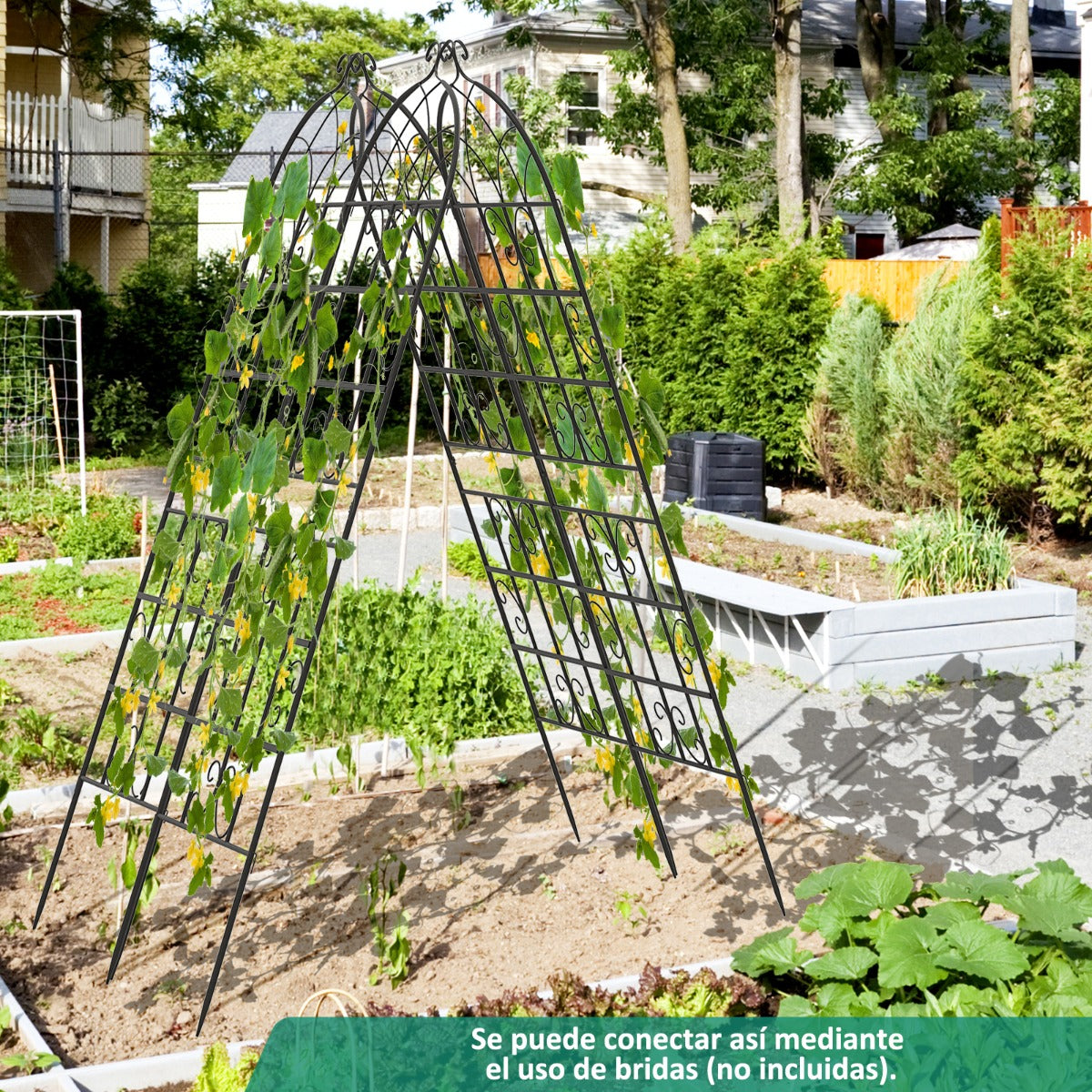 Conjunto de 4 Treliças de Jardim em Metal 180x50cm - Treliça Decorativa para Plantas Trepadeiras, Flores e Vegetais - Cor Preto