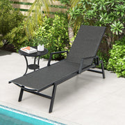 Tumbona de Rattan Cadeira Reclinável em Vime de PE Tecido com Apoios de Braços Encosto de 5 Posições Estrutura de Metal para Pátio Castanho