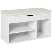 Banco Sapateira Branco 80x30x47 cm - Assento Acolchoado e Prateleiras