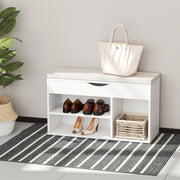 Banco Sapateira Branco 80x30x47 cm - Assento Acolchoado e Prateleiras