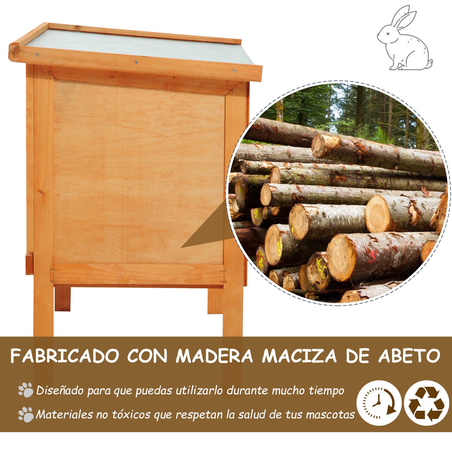 Coelheira de Exterior Elevada 90x45x65cm Cor de Madeira Natural