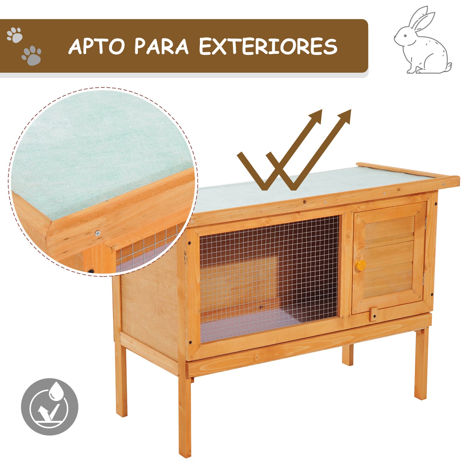 Coelheira de Exterior Elevada 90x45x65cm Cor de Madeira Natural