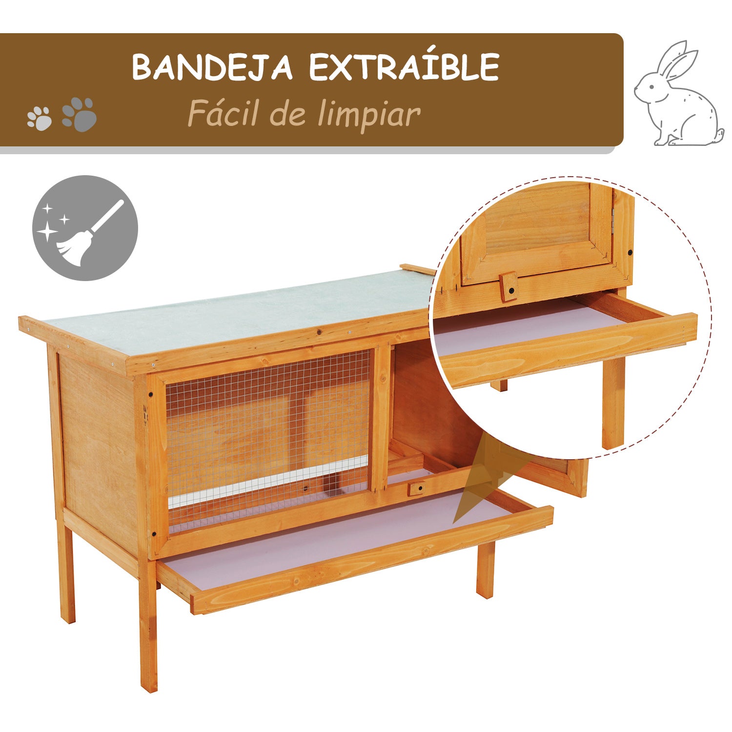 Coelheira de Exterior Elevada 90x45x65cm Cor de Madeira Natural