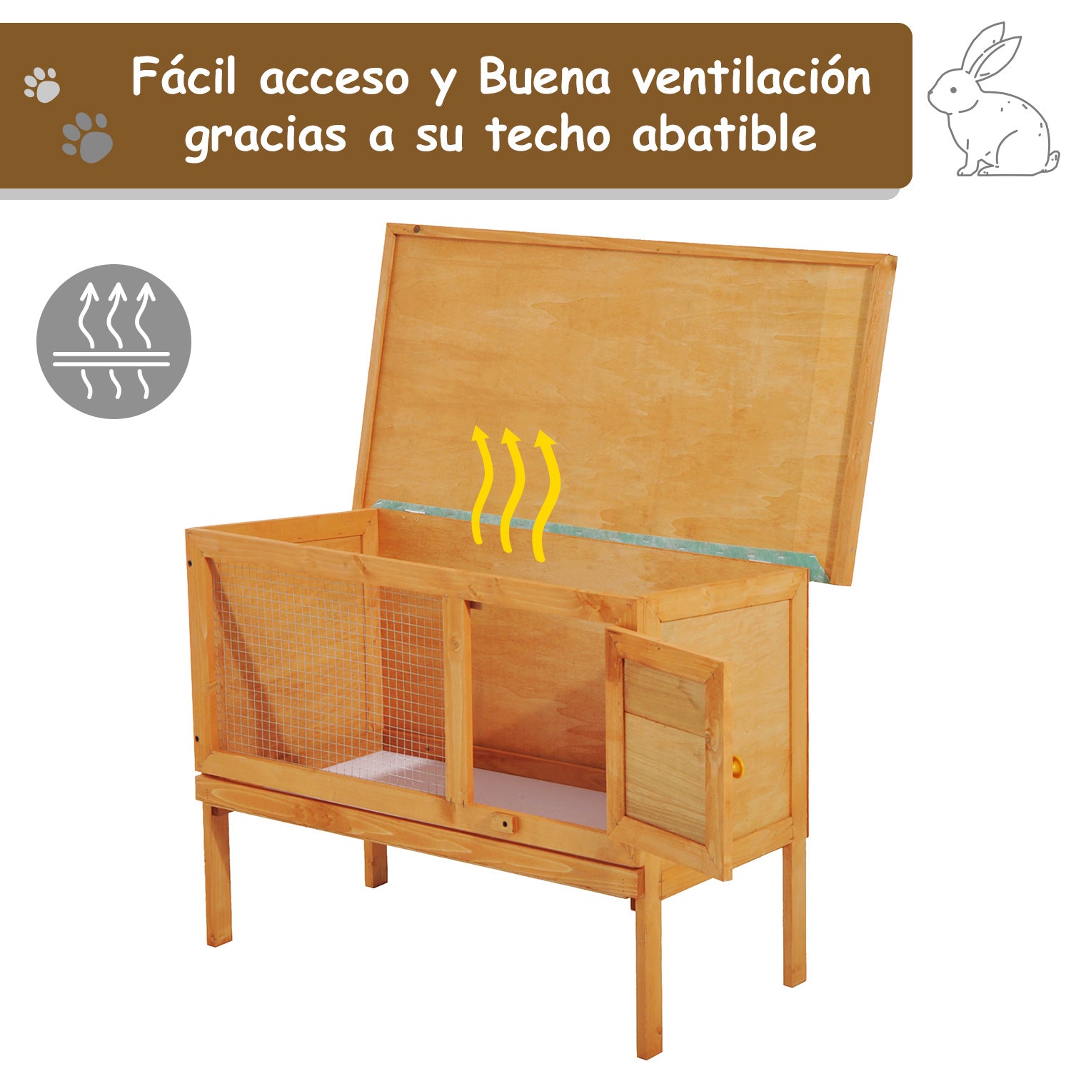Coelheira de Exterior Elevada 90x45x65cm Cor de Madeira Natural
