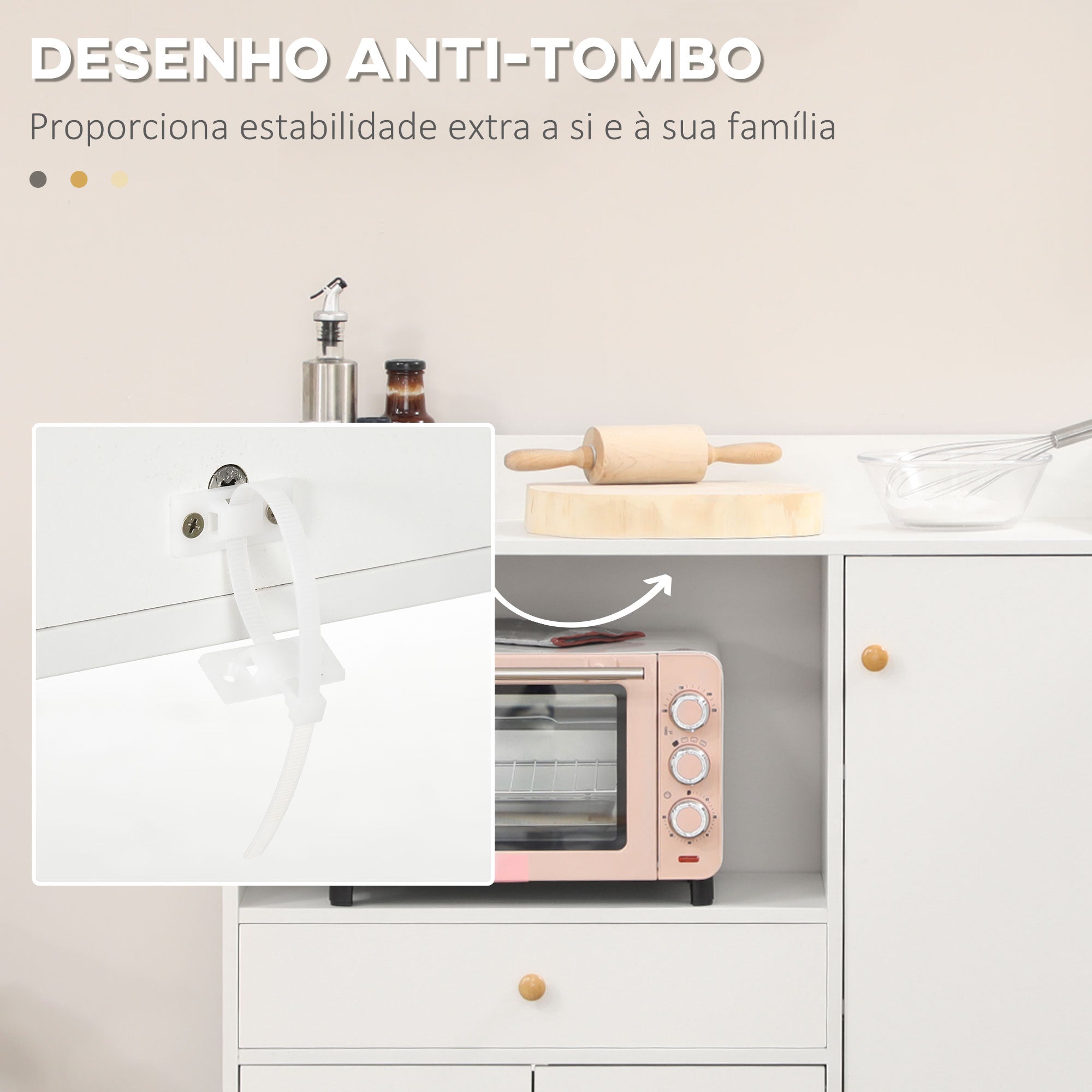 Armário de Cozinha para Micro-ondas 90x30x94 cm - Branco