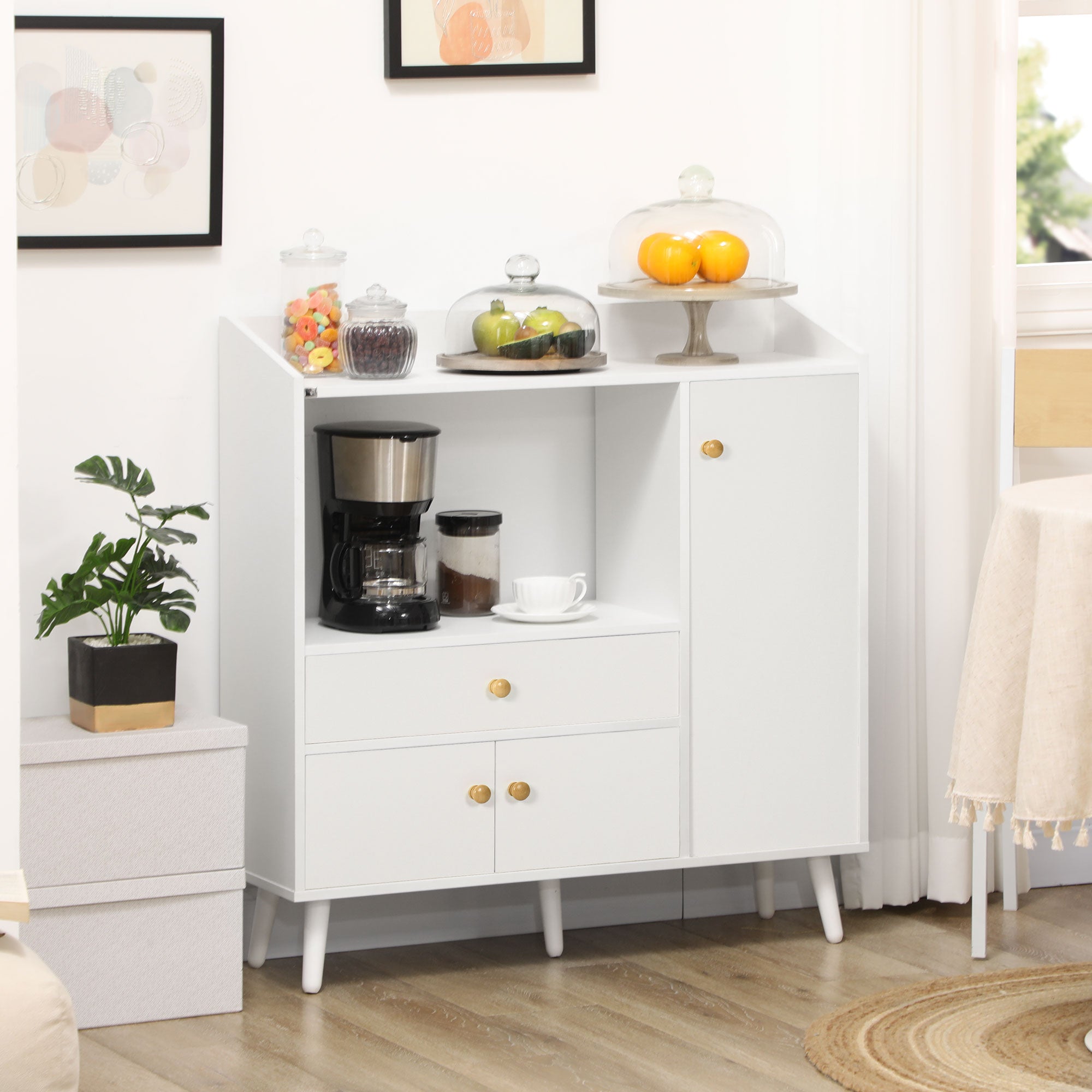 Armário de Cozinha para Micro-ondas 90x30x94 cm - Branco