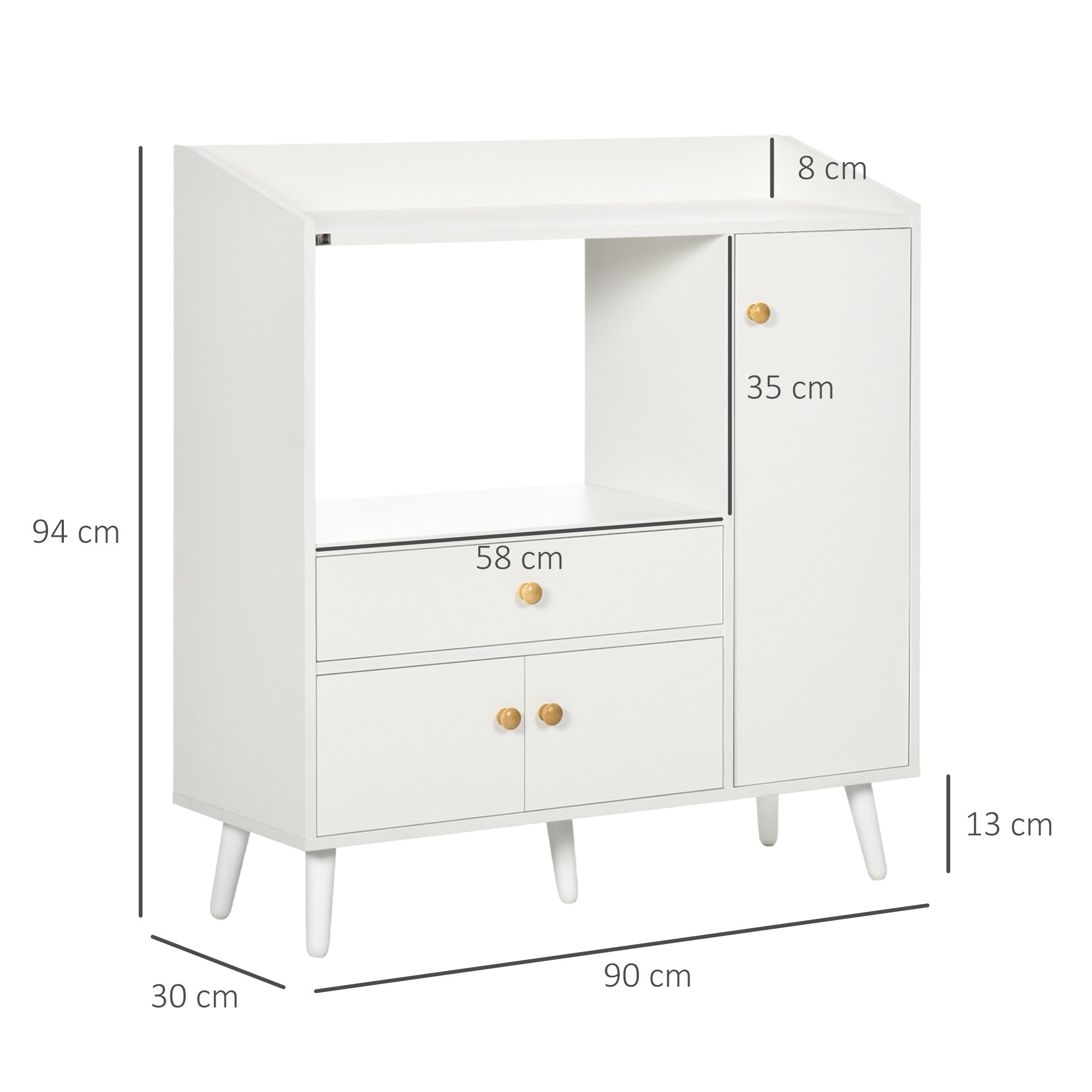 Armário de Cozinha para Micro-ondas 90x30x94 cm - Branco