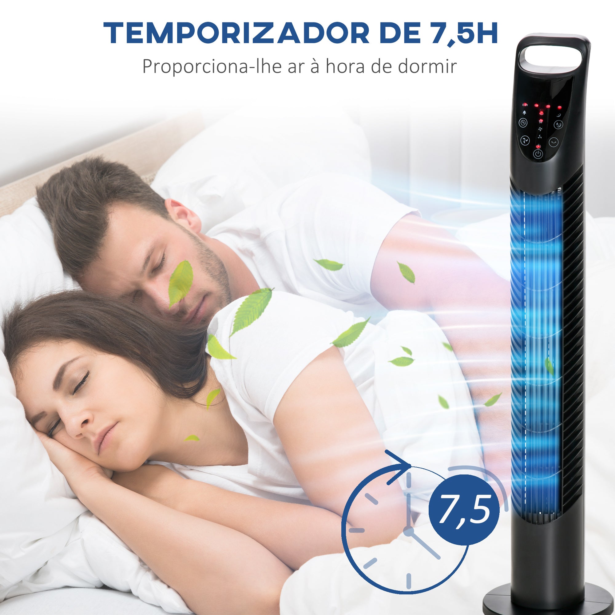 Ventoinha de Coluna com Controlo Remoto Ø18x78,5 cm Preto