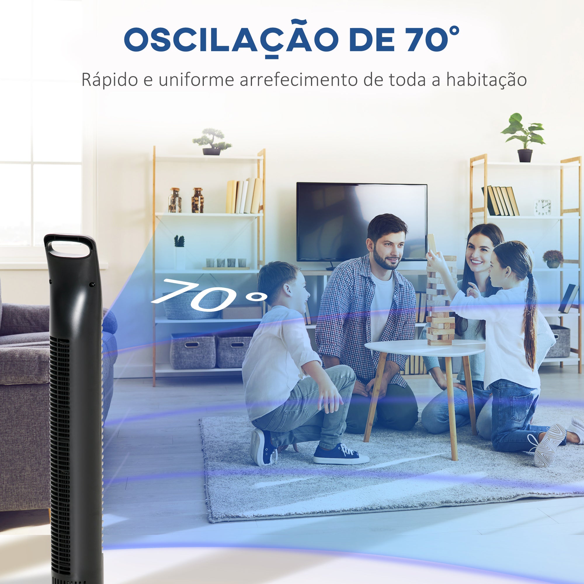 Ventoinha de Coluna com Controlo Remoto Ø18x78,5 cm Preto