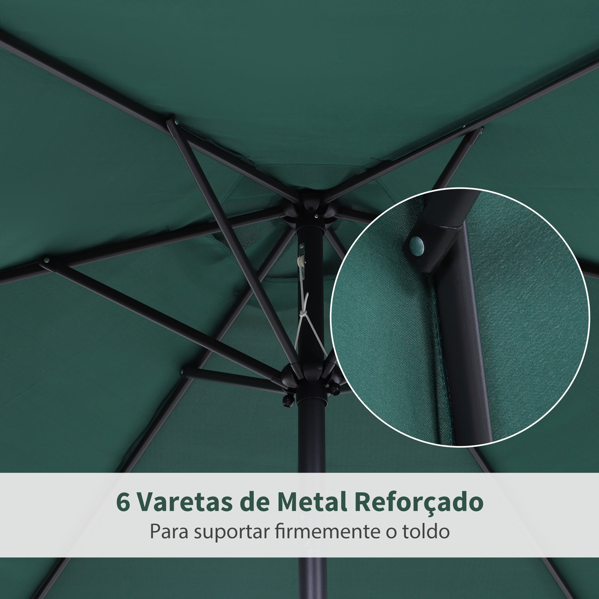 Chapéu de Sol de Jardim Verde Ø270x235cm - Proteção Solar e Reclinável