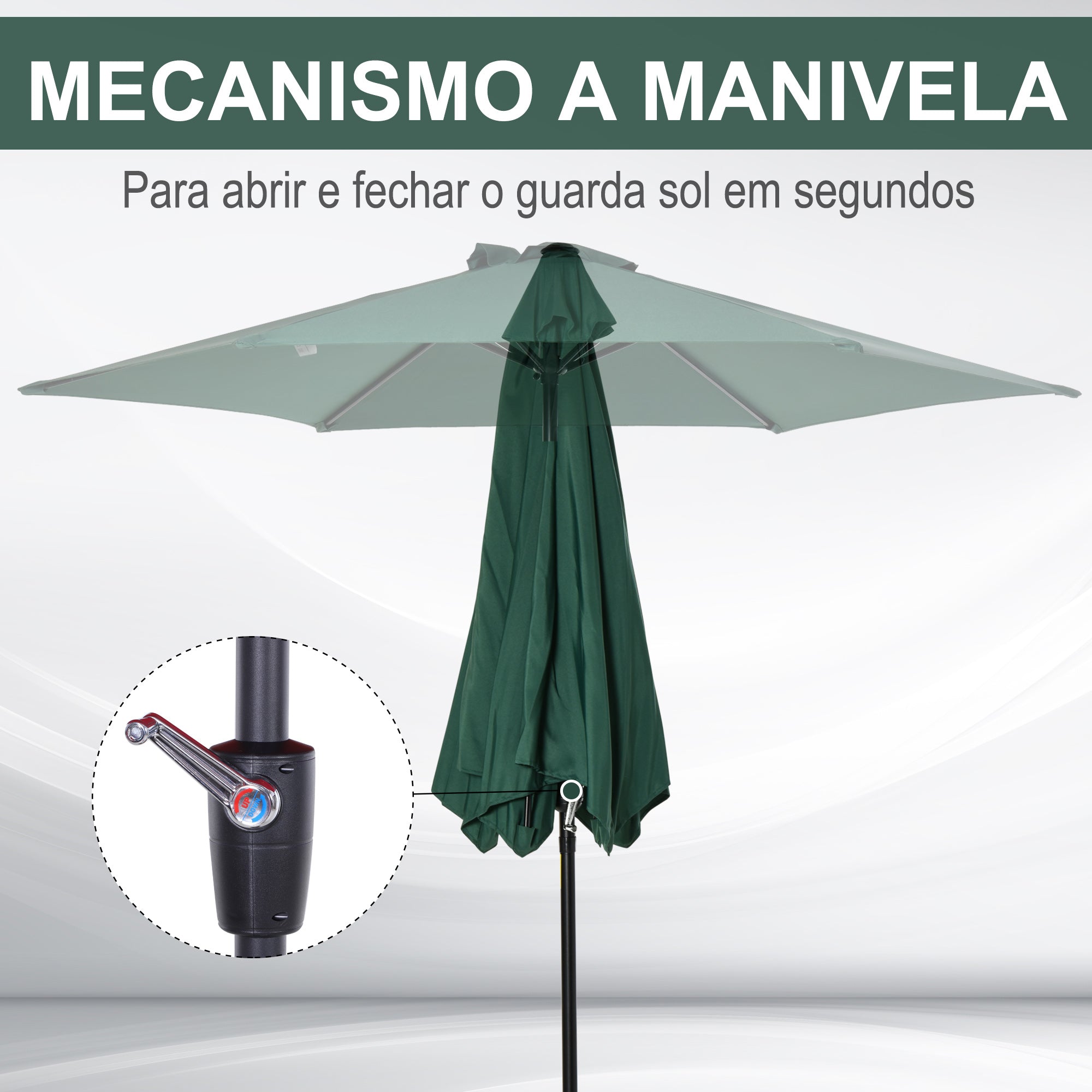 Chapéu de Sol de Jardim Verde Ø270x235cm - Proteção Solar e Reclinável