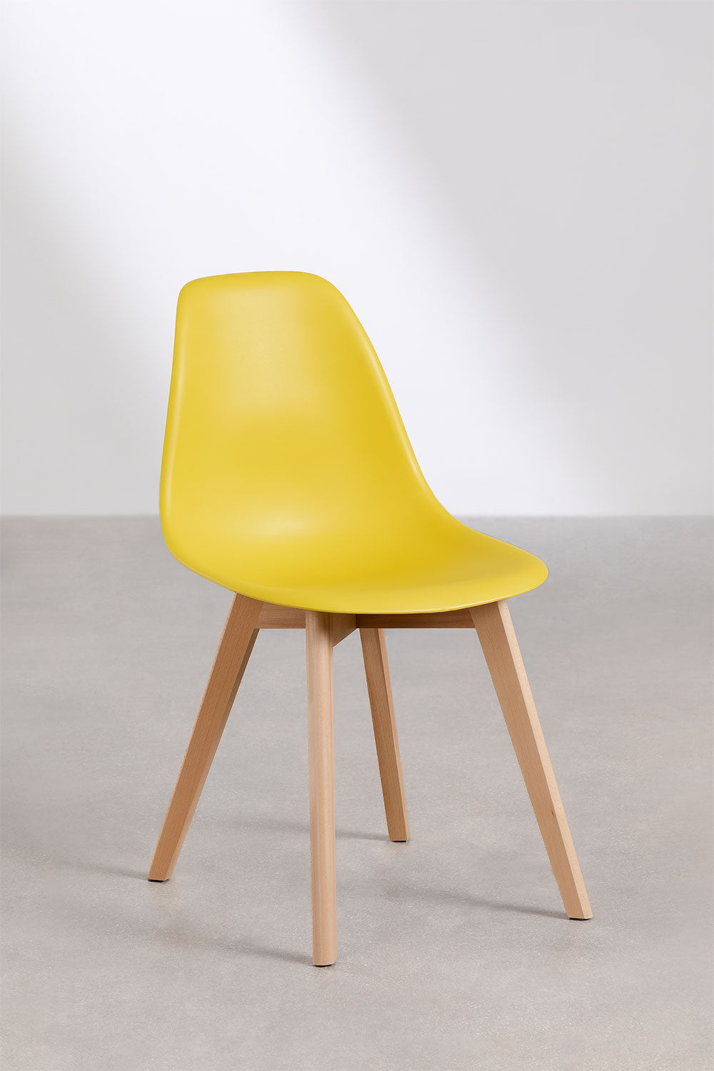 Cadeira de Jantar – Scand Nordic em Polipropileno e Madeira de Faia - Cor Amarelo
