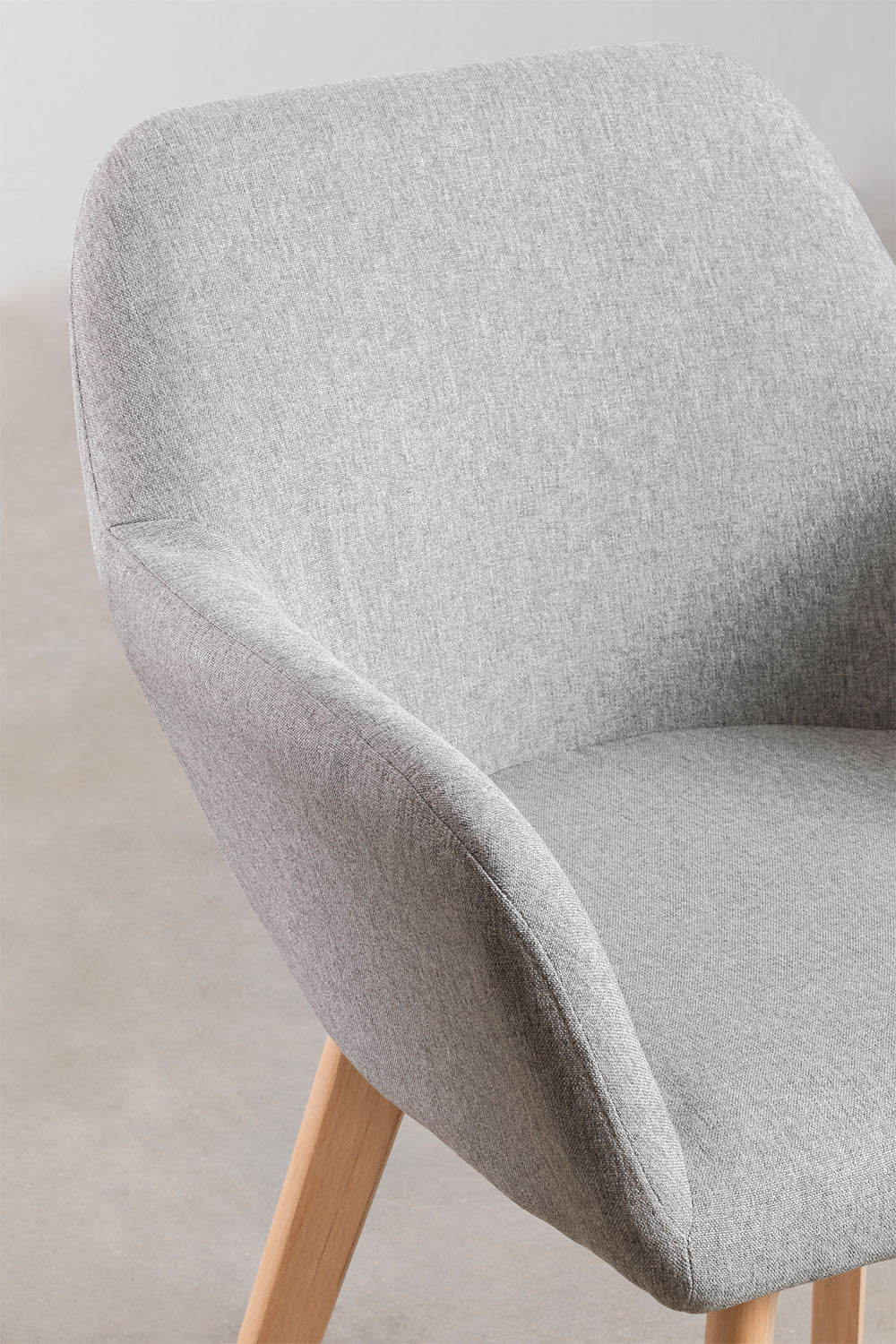 Cadeira de Jantar – Ervi com Braços - Cinza Claro - Madeira de Faia Natural