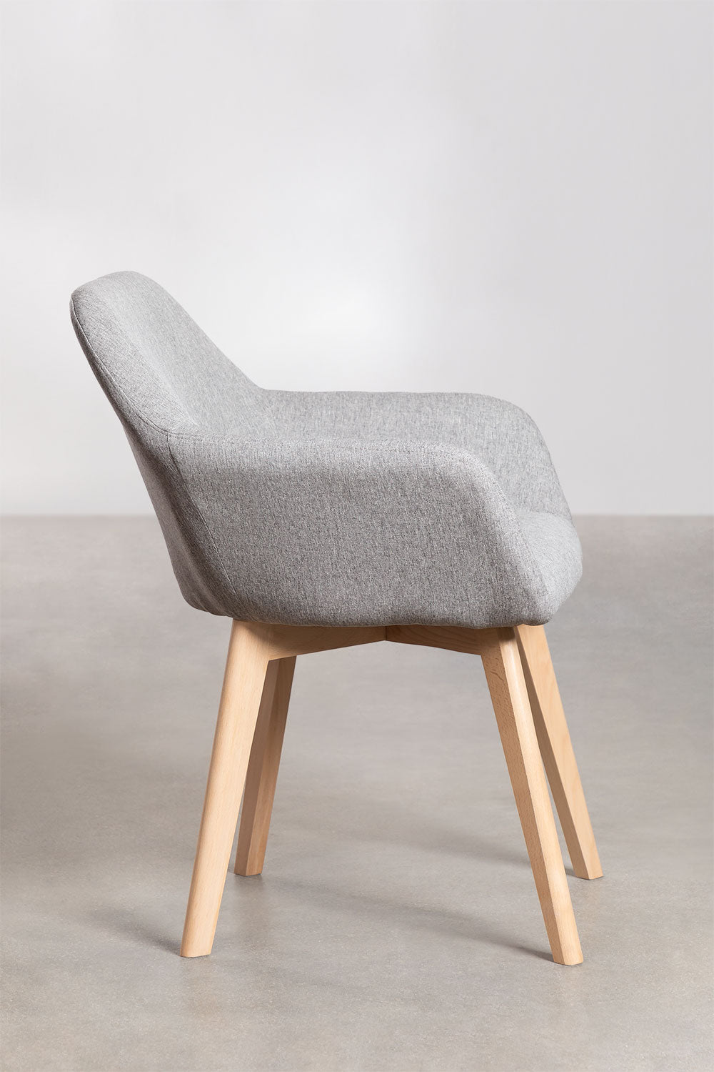 Cadeira de Jantar – Ervi com Braços - Cinza Claro - Madeira de Faia Natural