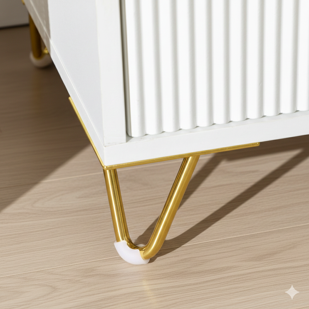 Mesa de Cabeceira com 2 Gavetas 40x40x47 cm Branco e Dourado