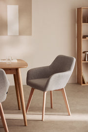 Cadeira de Jantar – Ervi com Braços - Cinza Claro - Madeira de Faia Natural