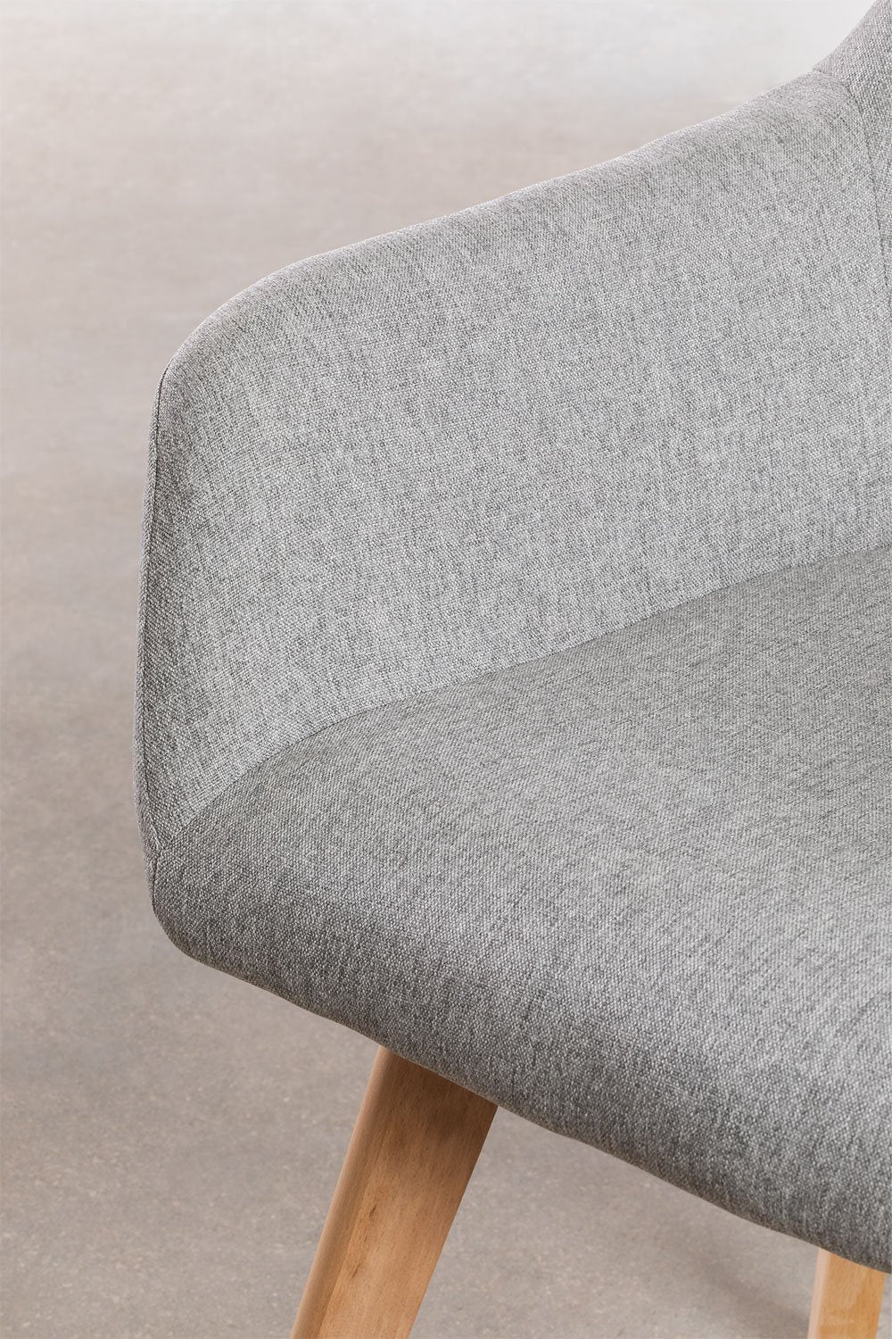 Cadeira de Jantar – Ervi com Braços - Cinza Claro - Madeira de Faia Natural