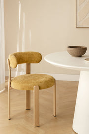 Cadeira de Jantar Jolie - Chenille Mostarda