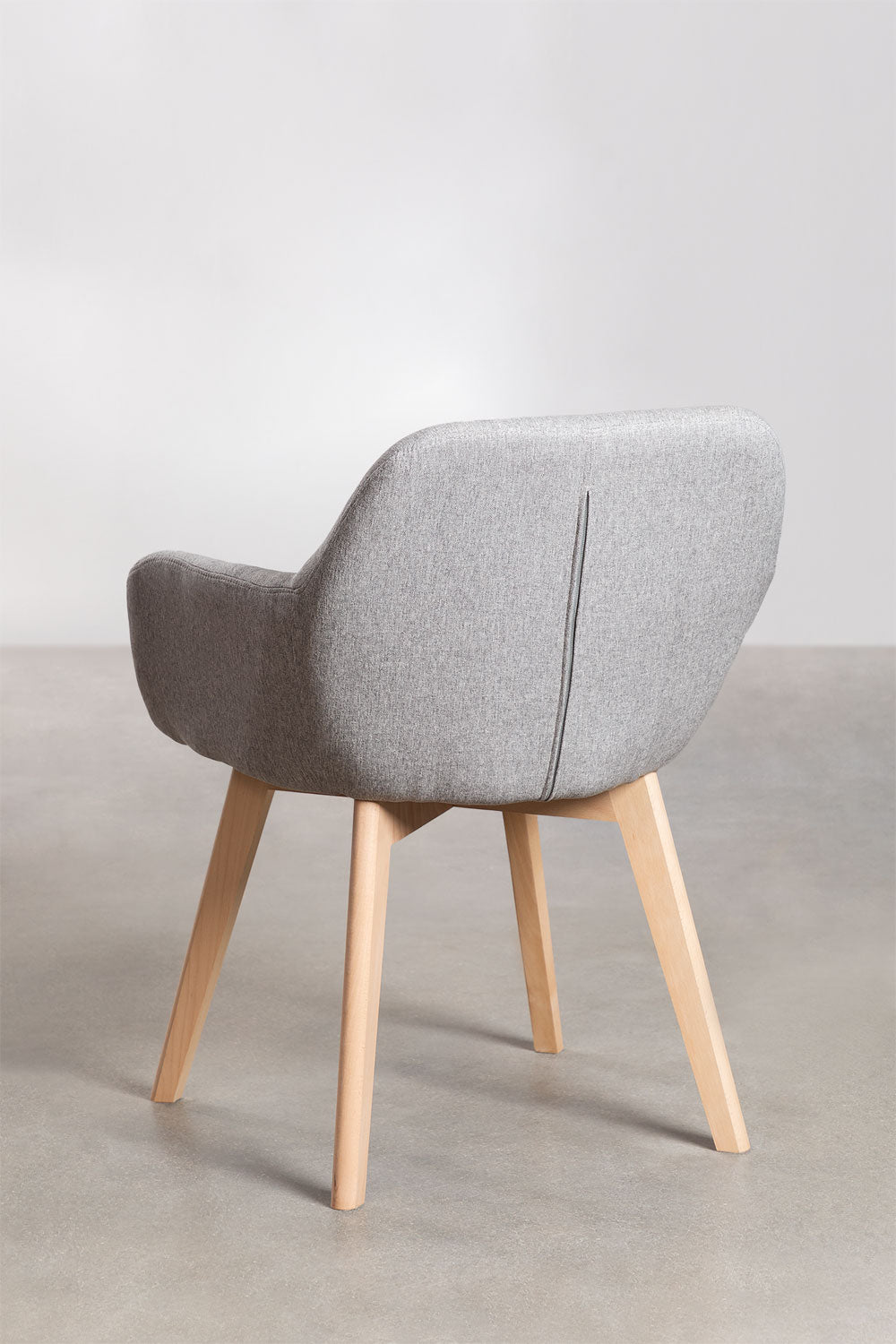 Cadeira de Jantar – Ervi com Braços - Cinza Claro - Madeira de Faia Natural