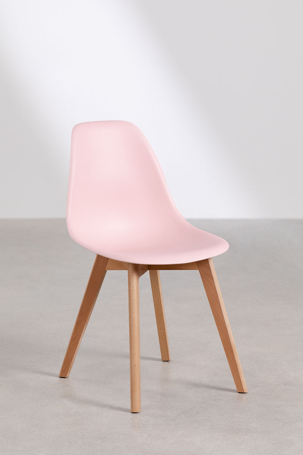 Cadeira de Jantar – Scand Nordic em Polipropileno e Madeira de Faia - Cor Rosa Claro