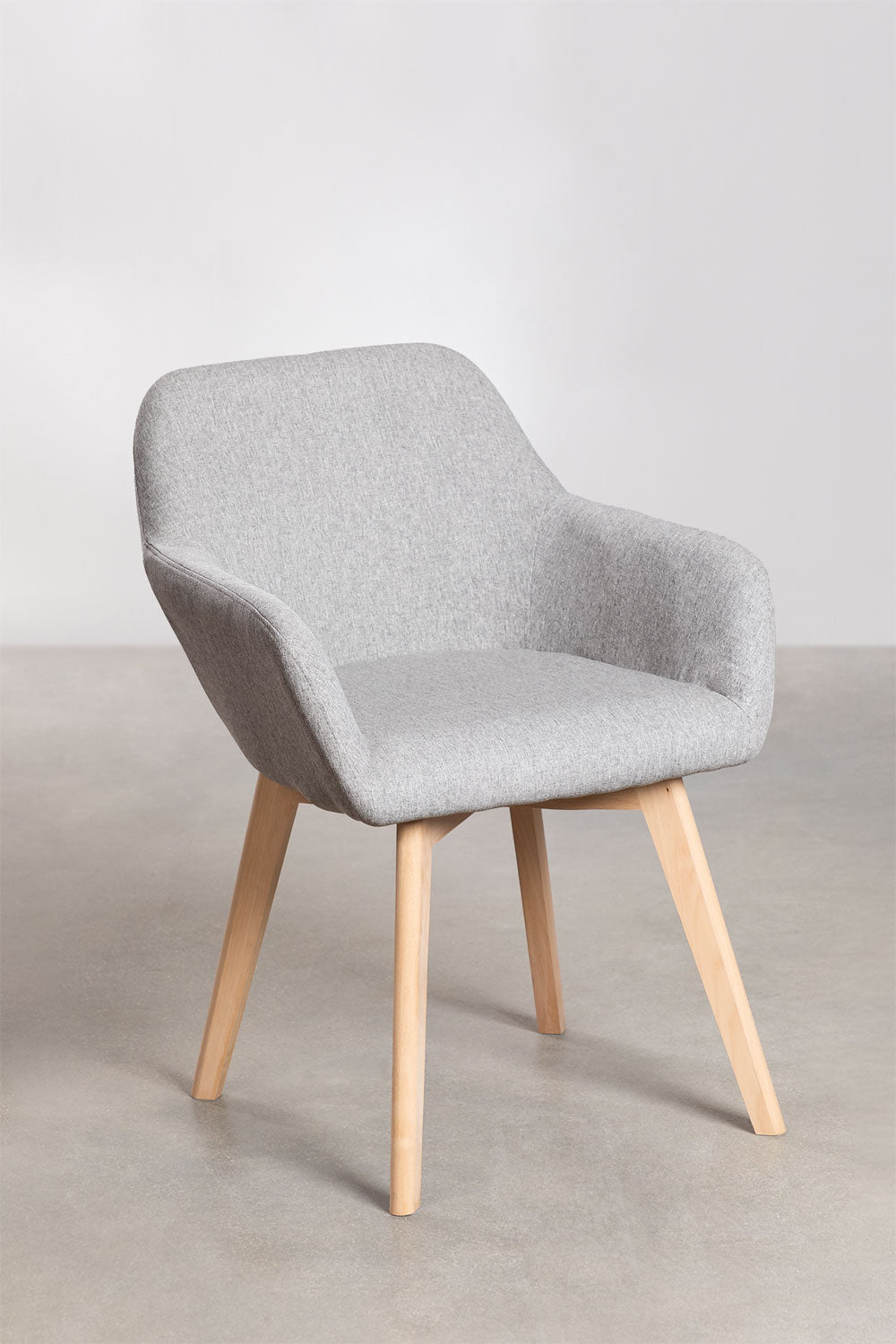 Cadeira de Jantar – Ervi com Braços - Cinza Claro - Madeira de Faia Natural