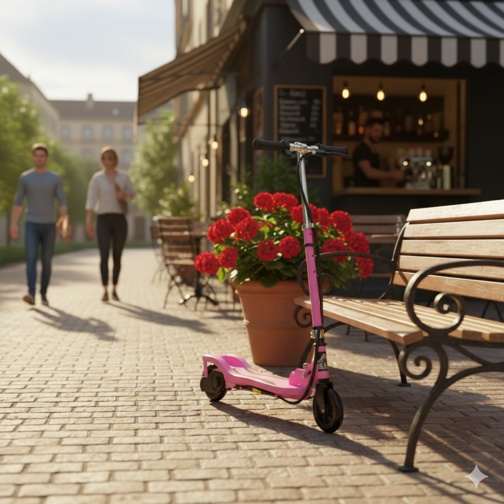 Trotinete Elétrico Dobrável Rosa 75x36x93 cm