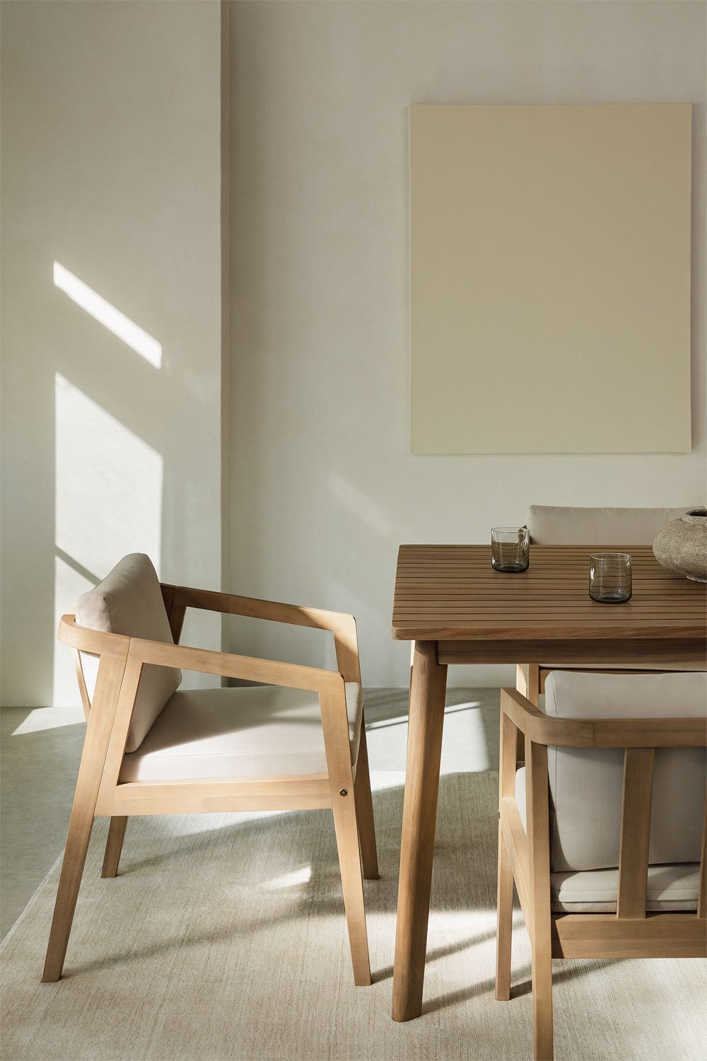 Conjunto de 2 Cadeiras de Jantar – Kaela em Madeira de Acácia - Castanho Acácia Claro e Branco Gardénia