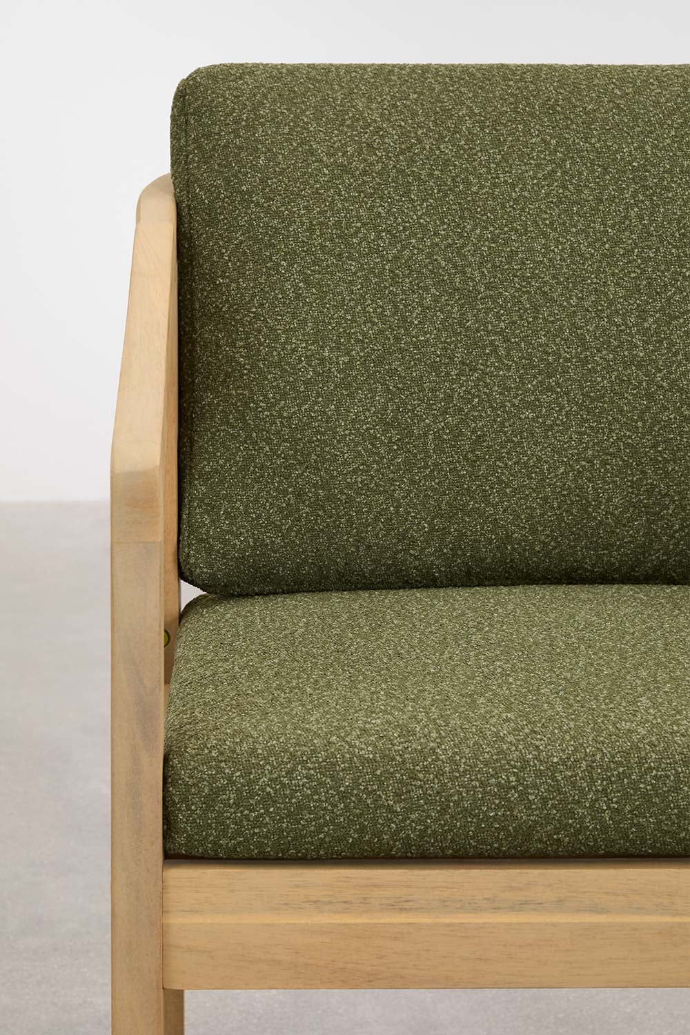 Conjunto de 2 Cadeiras de Jantar – Kaela em Madeira de Acácia e Bouclé Verde Exército