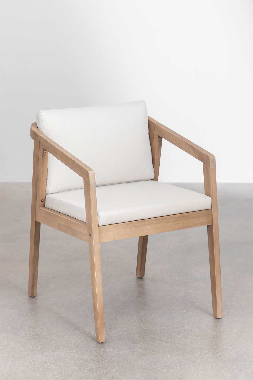 Conjunto de 2 Cadeiras de Jantar – Kaela em Madeira de Acácia - Castanho Acácia Claro e Branco Gardénia
