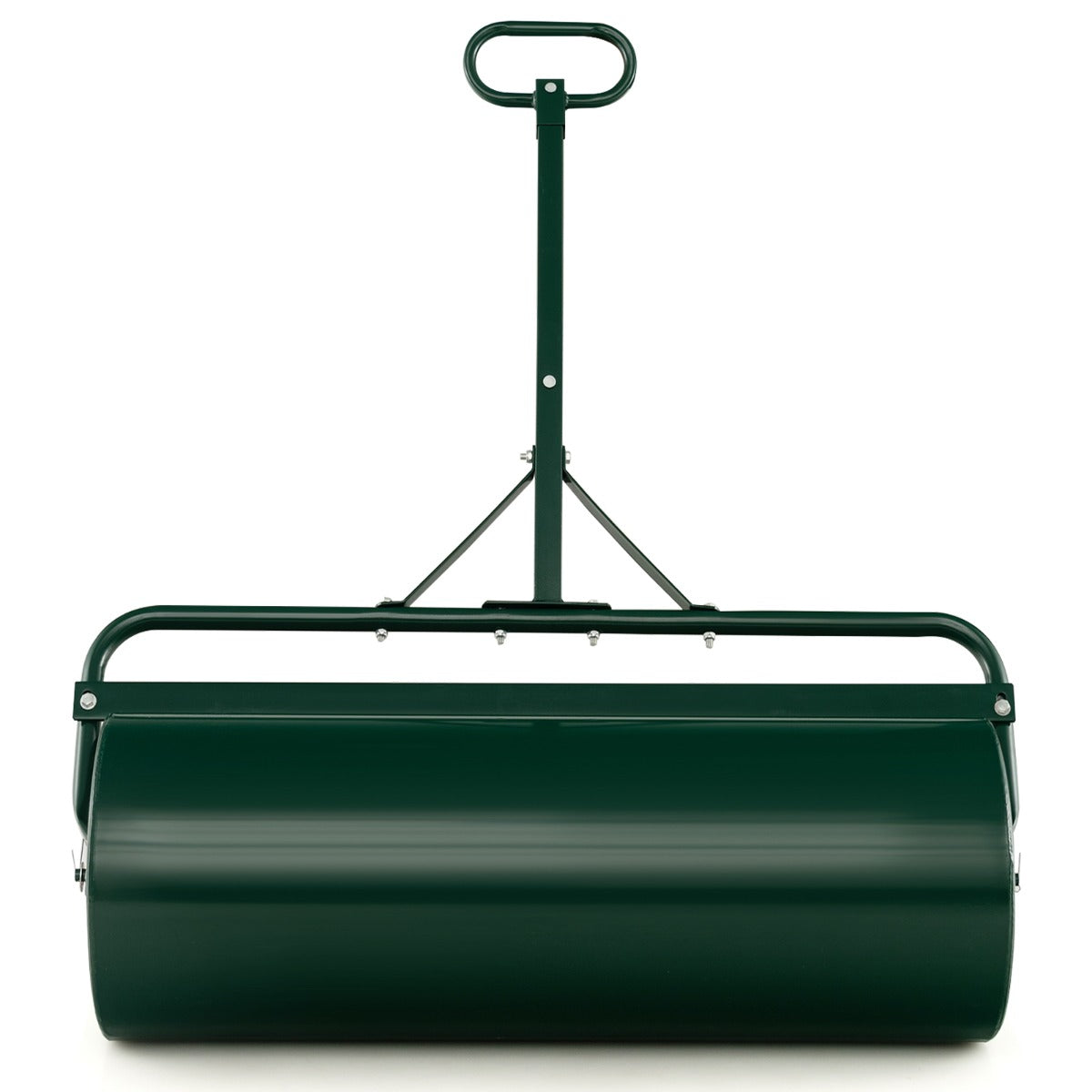 Rodillo de Relva Metálico de 113L com Pega Destacável para Empurrar para Jardim e Pátio Verde 146x99x40cm