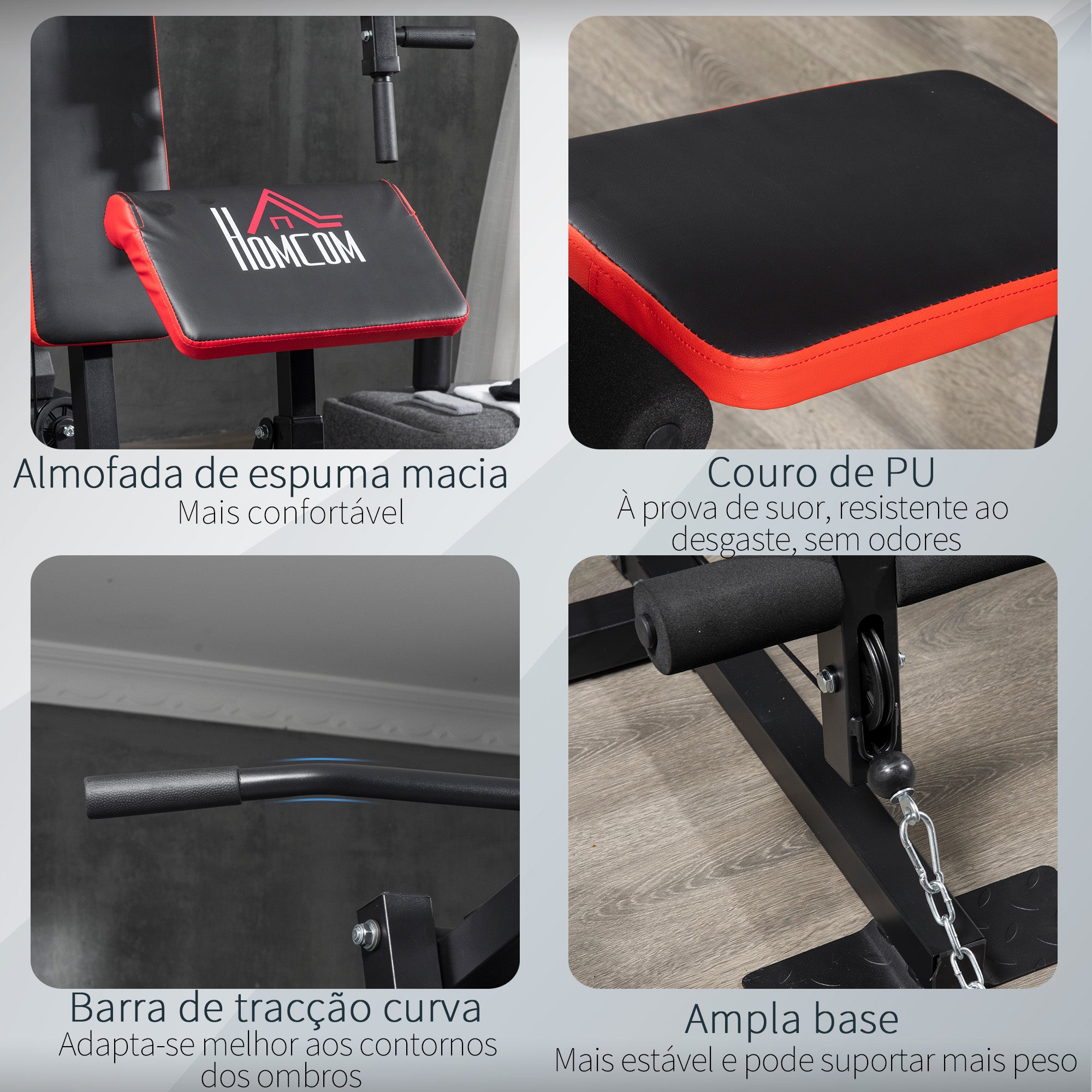 Máquina Multi Estação de Musculação 135x103x210 cm Preto e Vermelho