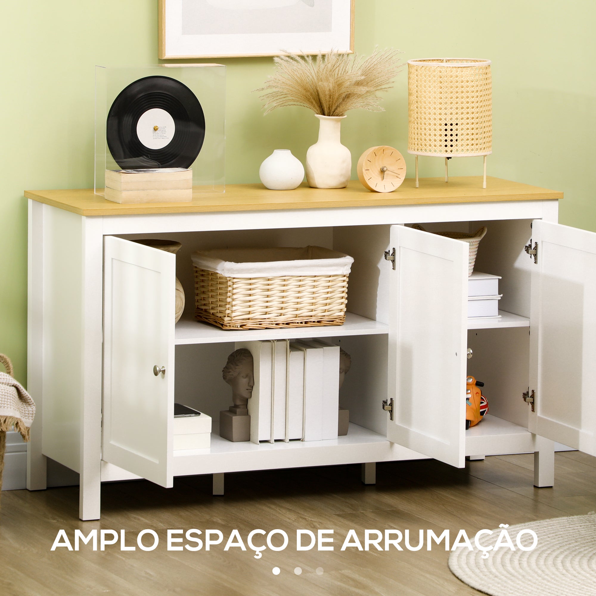 Aparador de Sala de Estar Moderno 120x40x70 cm Branco e Madeira