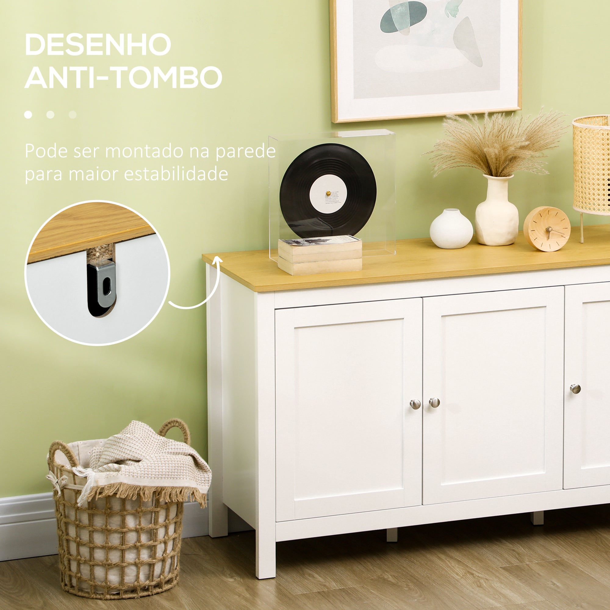 Aparador de Sala de Estar Moderno 120x40x70 cm Branco e Madeira