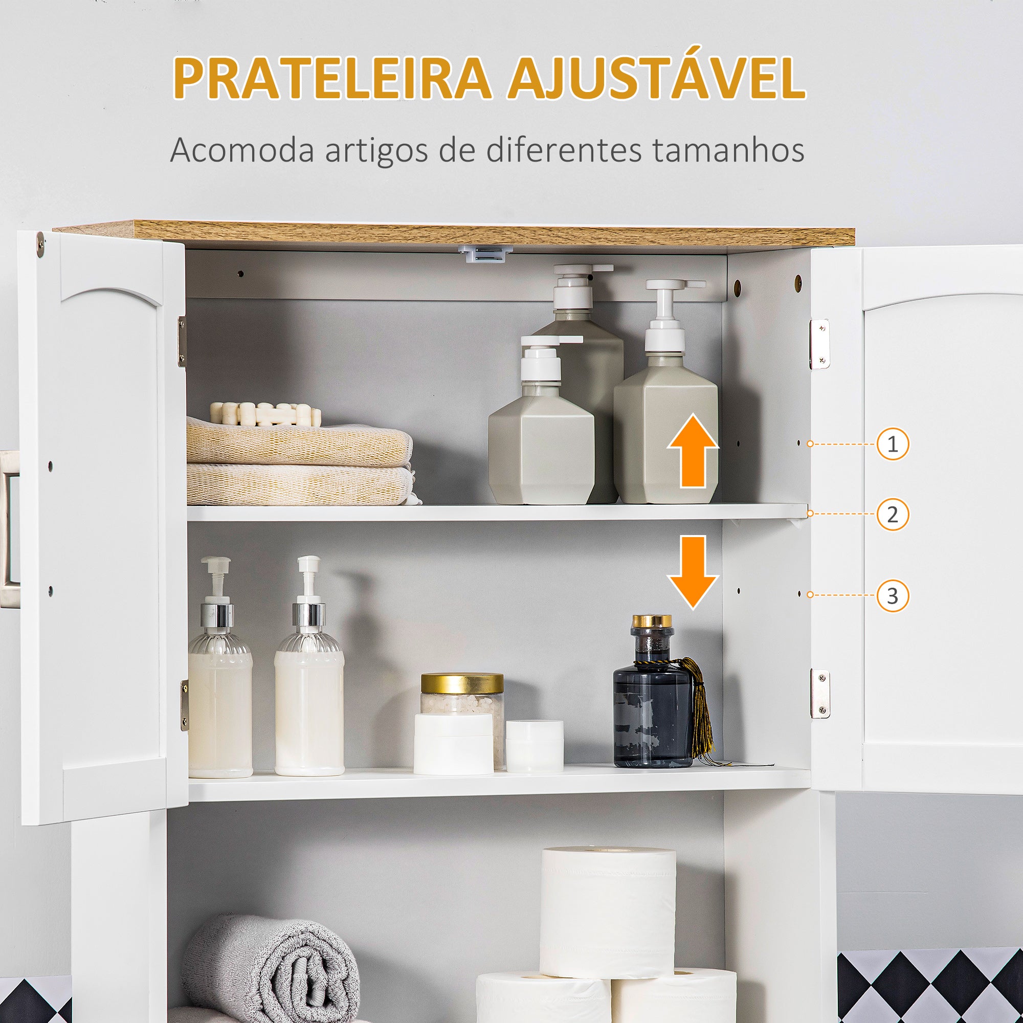 Armário sobre Sanita 64x22x165cm - Branco