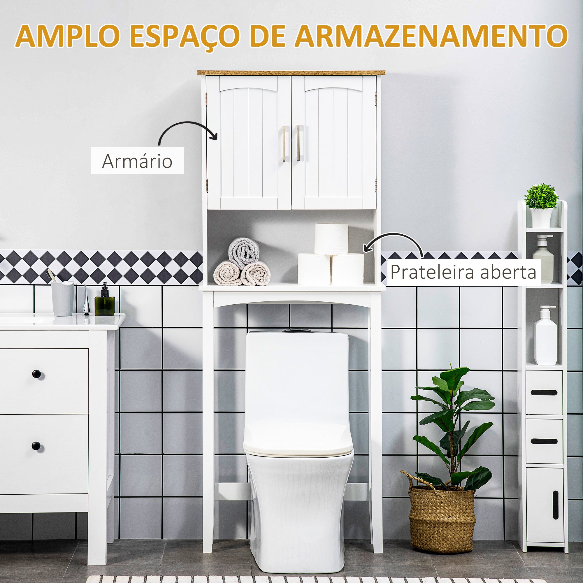 Armário sobre Sanita 64x22x165cm - Branco
