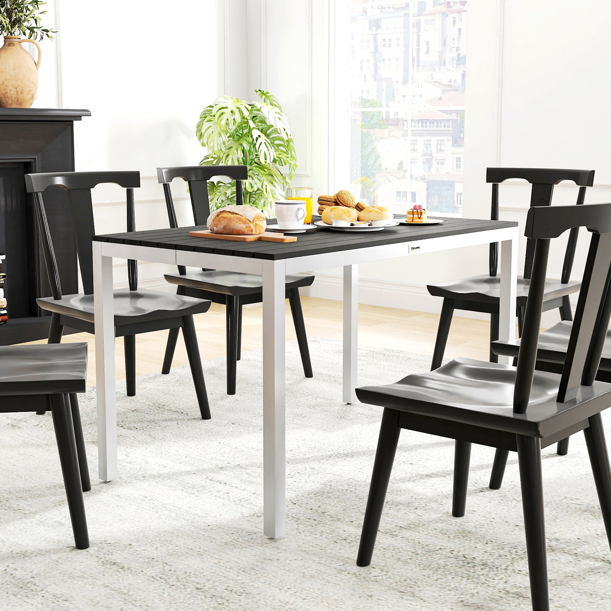 Mesa de Refeição para Jardim - 120x90x72 cm - Cor Preto