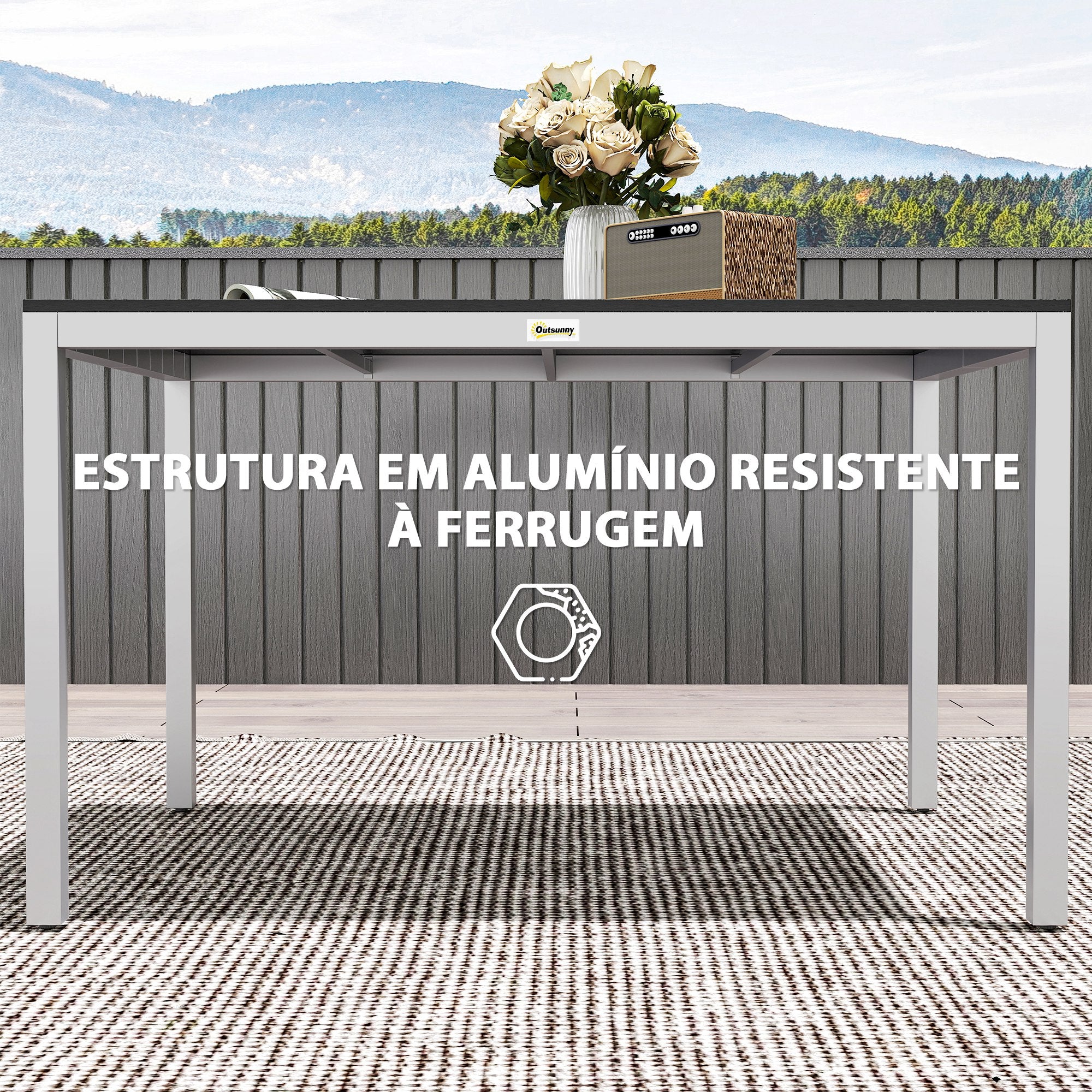 Mesa de Refeição para Jardim - 120x90x72 cm - Cor Preto