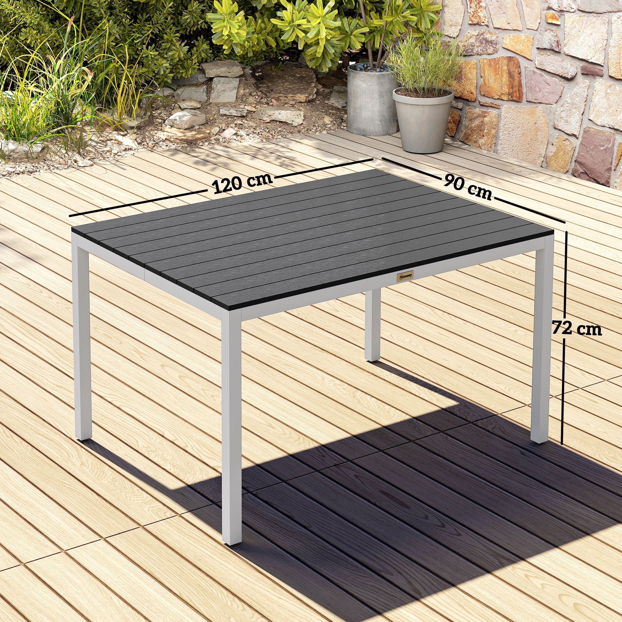 Mesa de Refeição para Jardim - 120x90x72 cm - Cor Preto