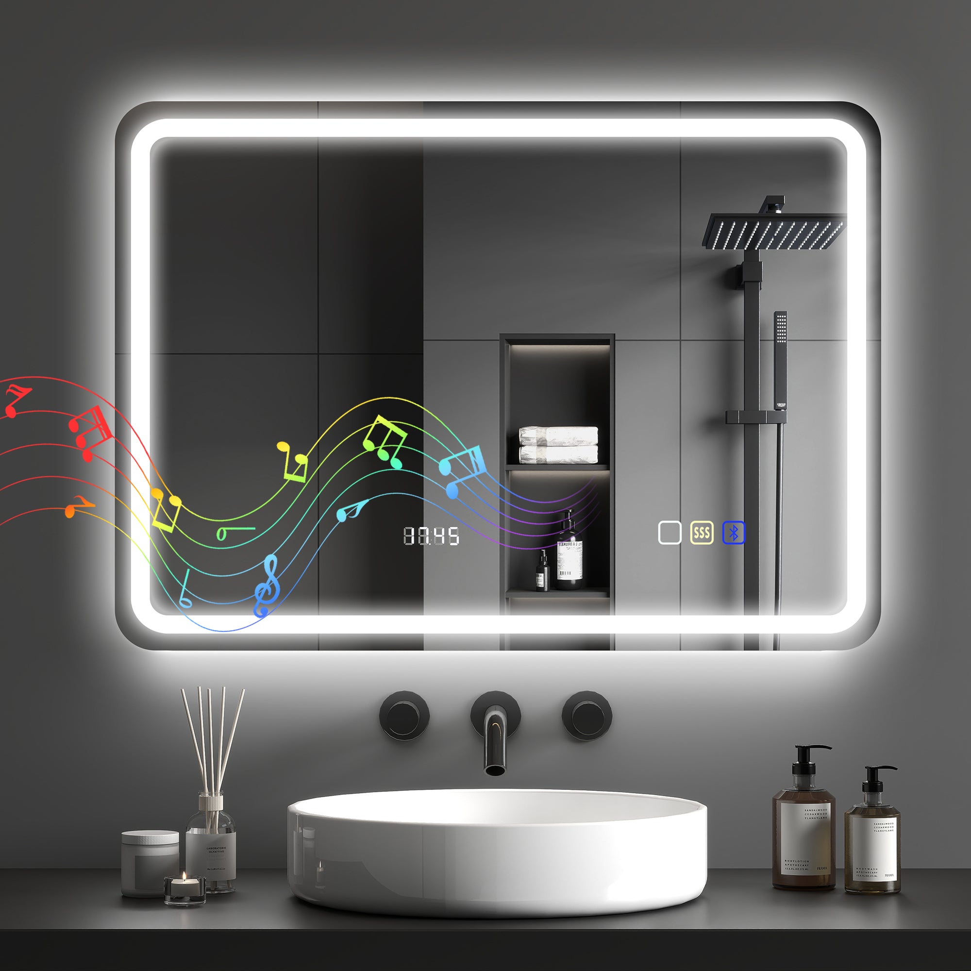 Espelho de Casa de Banho LED 70x50 cm Prata