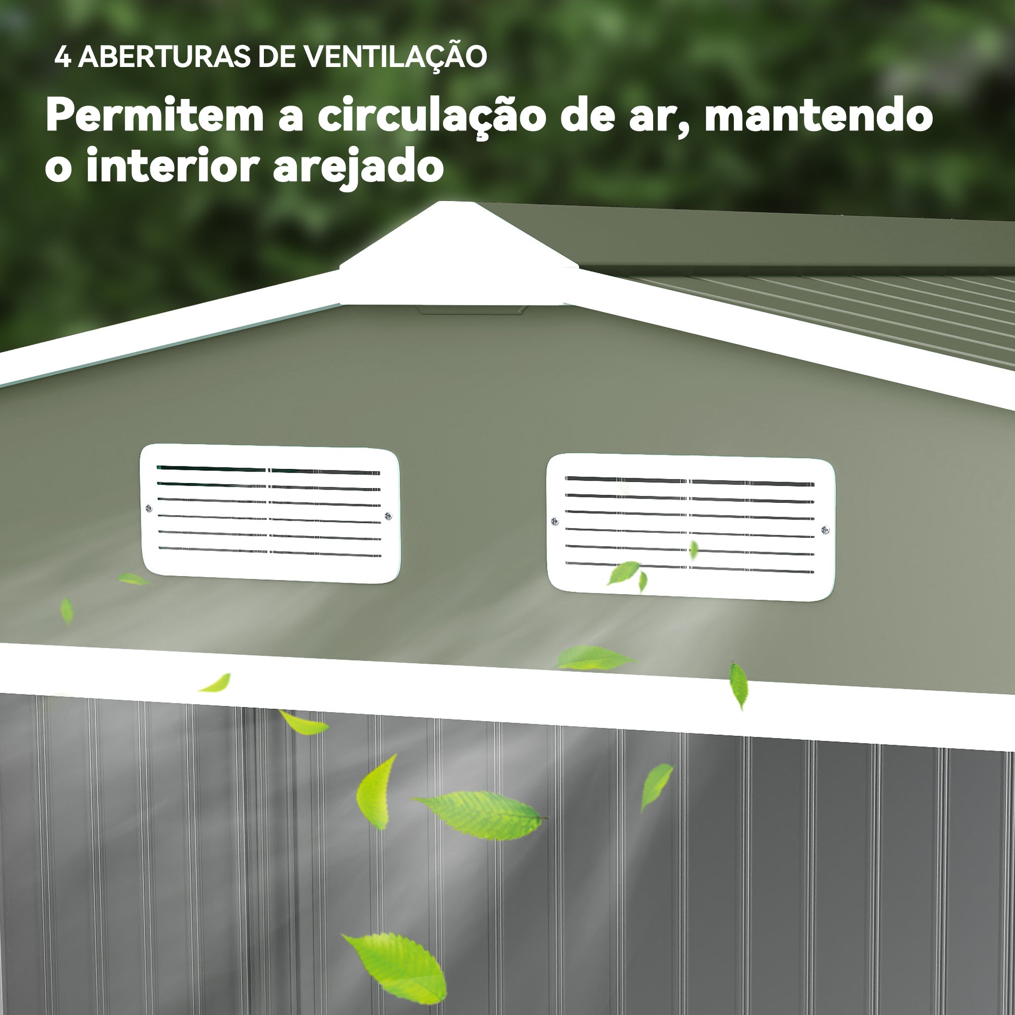 Abrigo de Jardim Metálico Verde 277x195x192cm