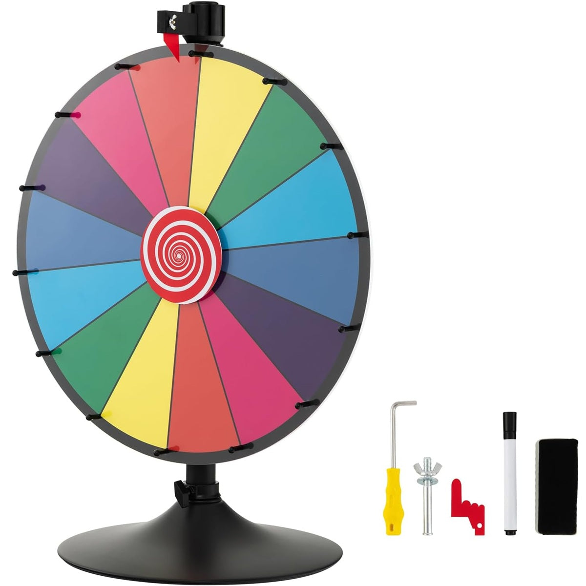 Roda da Fortuna Φ 60 cm Altura Ajustável Com Base e 14 Ranhuras Personalizáveis Jogo Com Caneta Apagável Para Festas