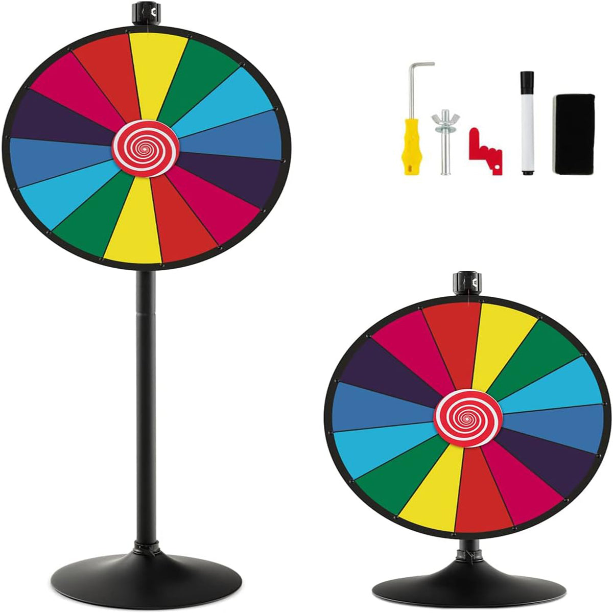 Ruleta de Prémios Giratória Ajustável 80/148 cm com Suporte e Marcador - Diversão Garantida!