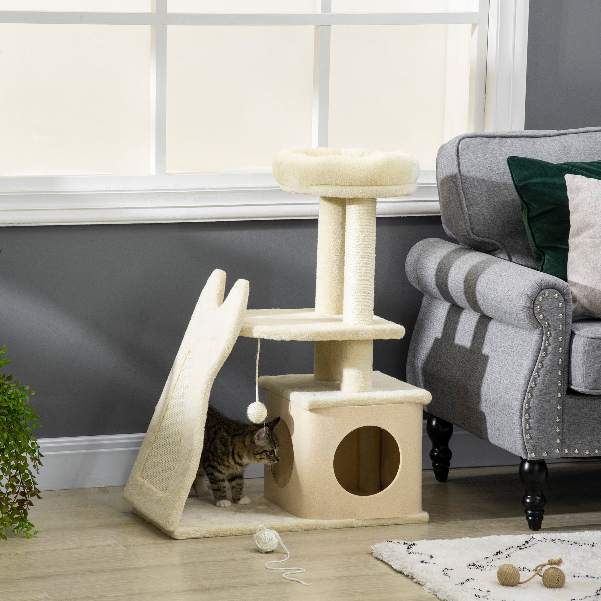 Arranhador para Gatos - 60x30x83cm - Bege